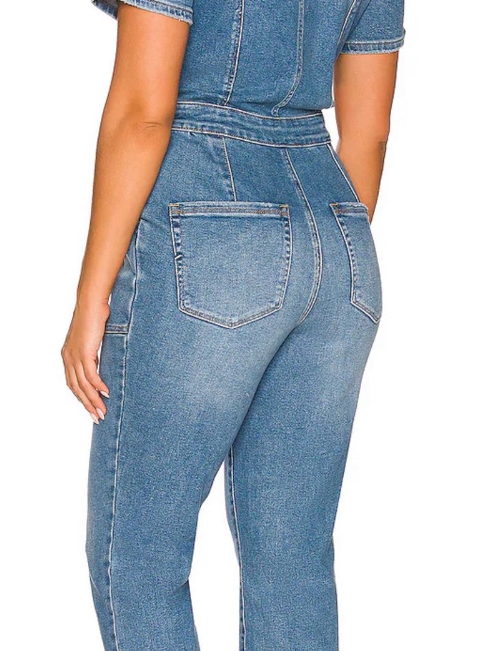 Good American High-Rise Medium Blue Denim Jumpsuit